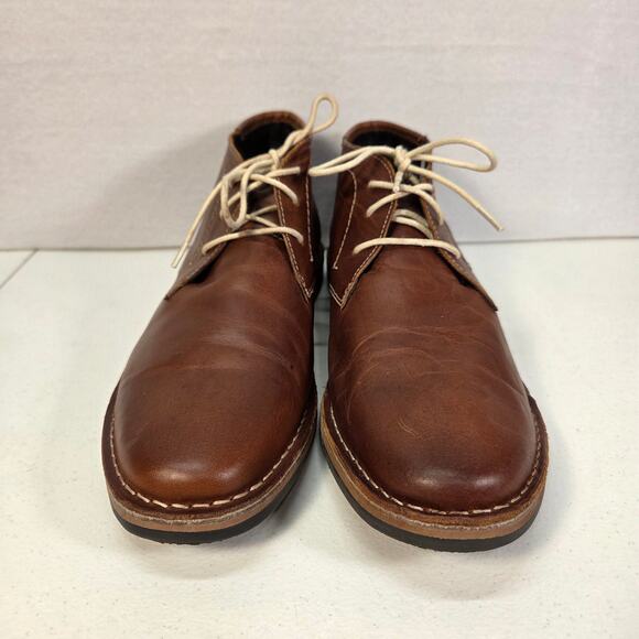 Steve Madden P-Ikon 247 Cognac Leather Chukka Boots Mens 11.5 Lace Up Brown NWOT main image 8